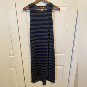 Dolan Left Coast Anthropologie High Low Navy and Gray Striped Dress